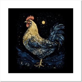 Starry Night Inspired Chicken Gifts Funny Chicken Posters and Art